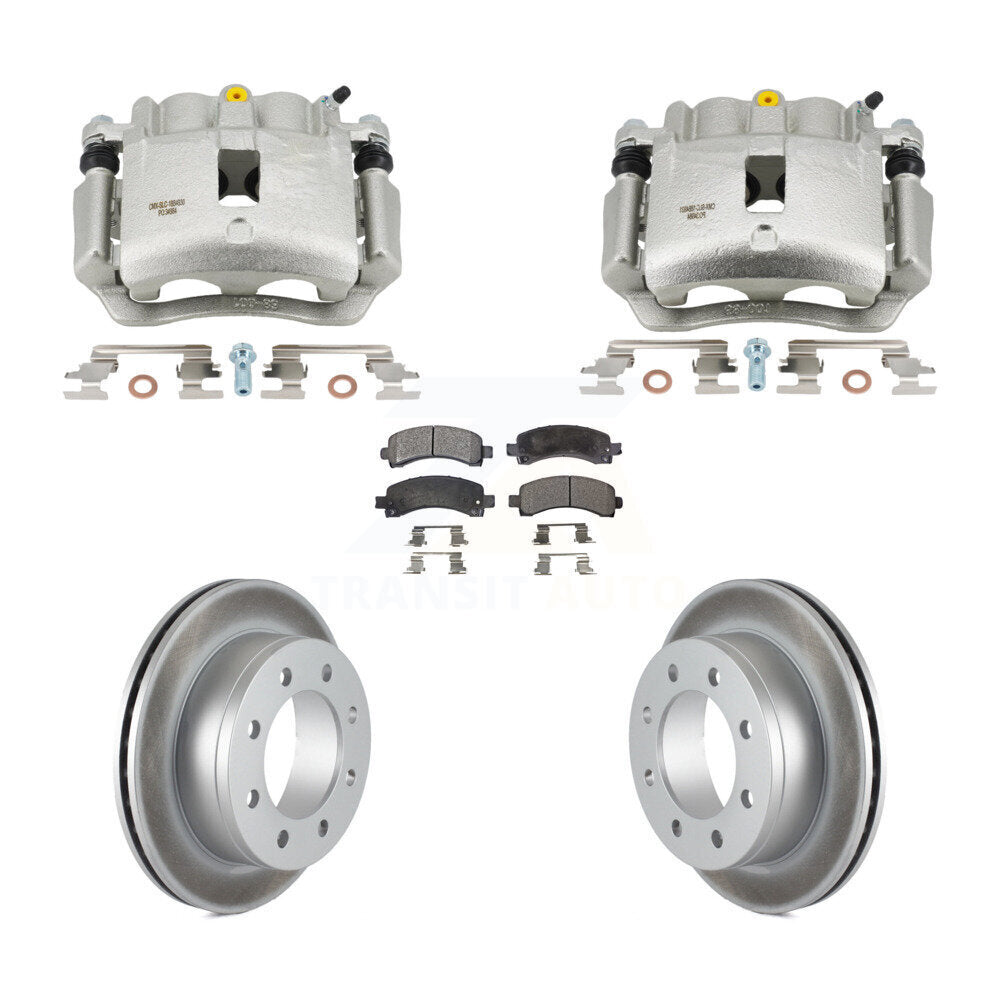 Rear Disc Brake Caliper Coated Rotors And Semi-Metallic Pads Kit For GMC Savana 2500 KCG-101141P