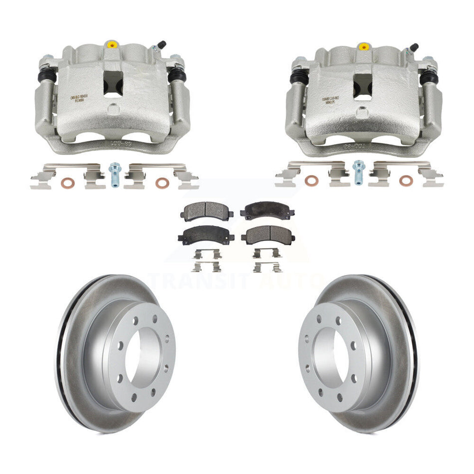 Rear Disc Brake Caliper Coated Rotors And Semi-Metallic Pads Kit For GMC Savana 2500 KCG-101141P