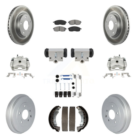 Front Rear Brake Caliper Coat Rotor Drum Semi-Metallic Pad Shoe Cylinder Hardware Kit (11Pc) For KCG