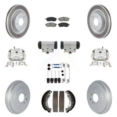 Front Rear Brake Caliper Coat Rotor Drum Semi-Metallic Pad Shoe Cylinder Hardware Kit (11Pc) For KCG