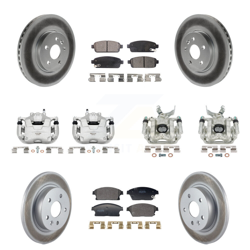Front Rear Disc Brake Caliper Coat Rotor Semi-Metallic Pad Kit (10Pc) For Chevrolet Trax KCG-101147P
