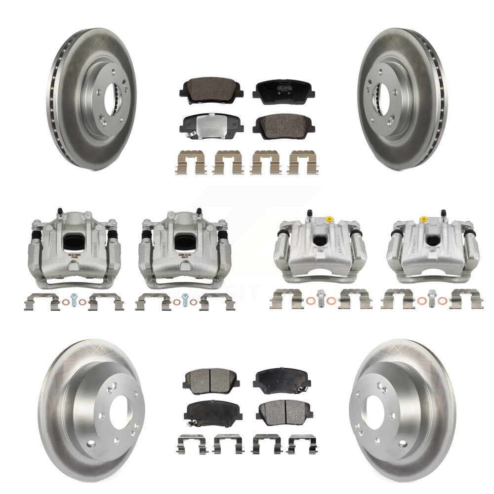 Front Rear Brake Caliper Coat Rotors & Semi-Metallic Pad Kit (10Pc) For Hyundai Santa Fe KCG-101149P