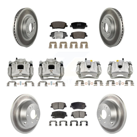Front Rear Brake Caliper Coat Rotors & Semi-Metallic Pad Kit (10Pc) For Hyundai Santa Fe KCG-101149P