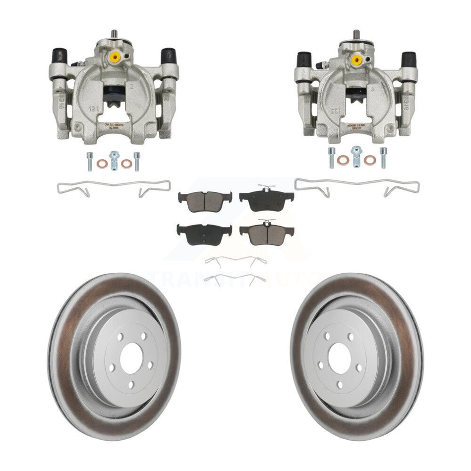 Rear Disc Brake Caliper Coat Rotors & Ceramic Pad Kit For 2019-2022 Lincoln Nautilus FWD KCG-101150C
