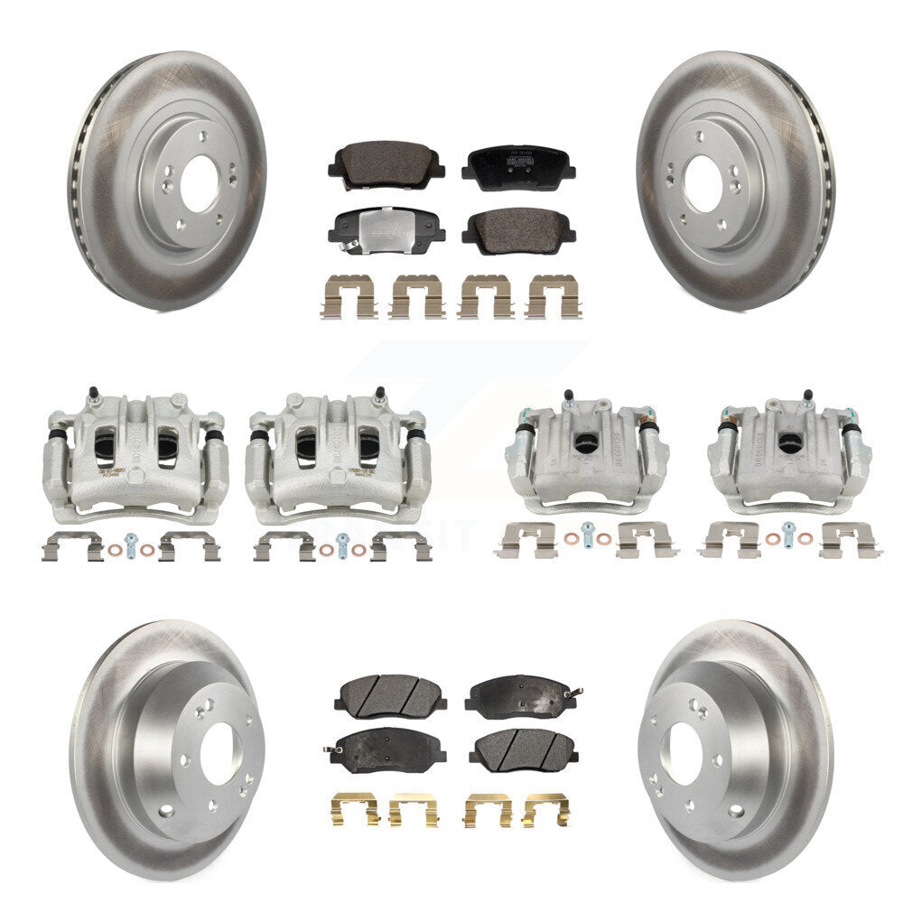 Front Rear Brake Caliper Coat Rotor Semi-Metallic Pad Kit (10Pc) For Hyundai Santa Fe XL KCG-101151P