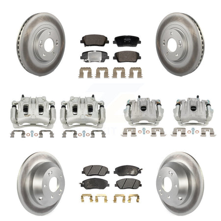 Front Rear Brake Caliper Coat Rotor Semi-Metallic Pad Kit (10Pc) For Hyundai Santa Fe XL KCG-101151P