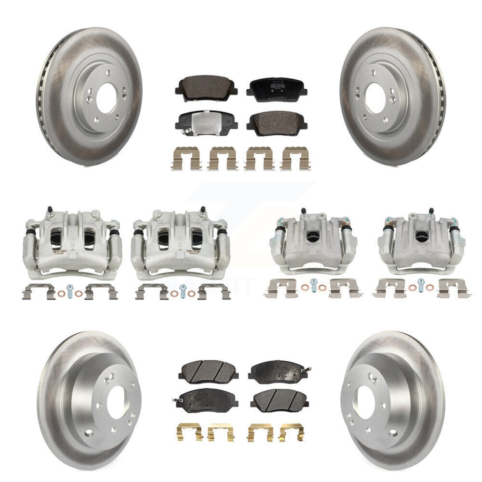 Front Rear Brake Caliper Coat Rotor Semi-Metallic Pad Kit (10Pc) For Hyundai Santa Fe XL KCG-101151P