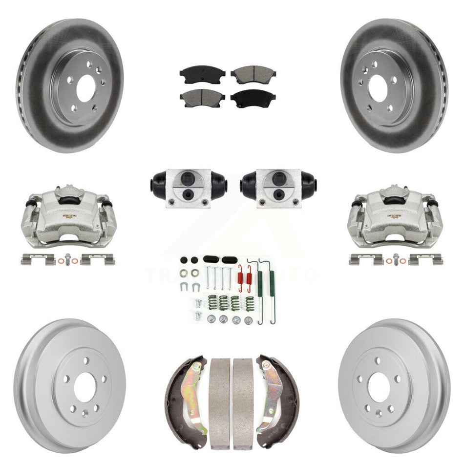 Front Rear Brake Caliper Coat Rotor Drum Semi-Metallic Pad Shoe Cylinder Hardware Kit (11Pc) For KCG