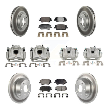 Front Rear Disc Brake Caliper Coat Rotor Ceramic Pad Kit (10Pc) For Hyundai Santa Fe Kia KCG-101151T