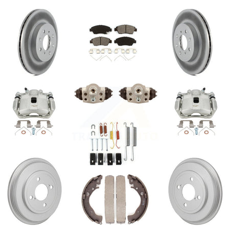 Front Rear Brake Caliper Coat Rotor Drum Semi-Metallic Pad Shoe Cylinder Hardware Kit (11Pc) For KCG