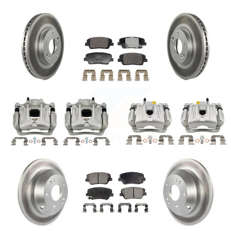 Front Rear Disc Brake Caliper Coat Rotor Ceramic Pad Kit (10Pc) For Hyundai Santa Fe Kia KCG-101152T