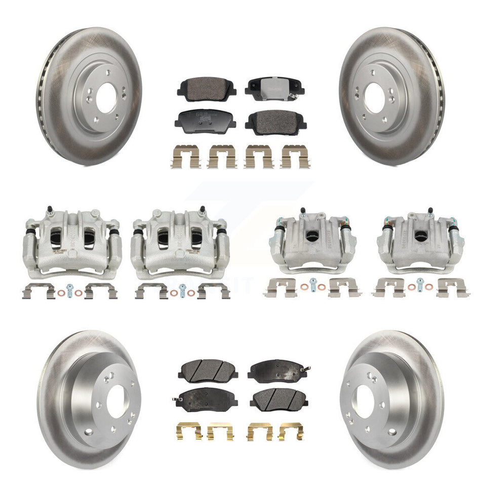 Front Rear Brake Caliper Coat Rotors Ceramic Pad Kit (10Pc) For Hyundai Santa Fe XL 3.3L KCG-101153T