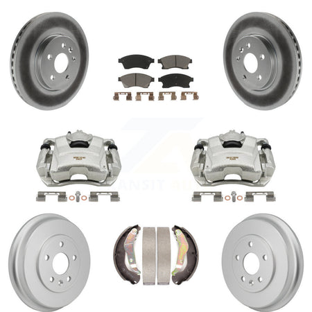 Front Rear Brake Caliper Coated Rotors Drum Ceramic Pad Kit (8Pc) For Chevrolet Sonic RS KCG-101155C