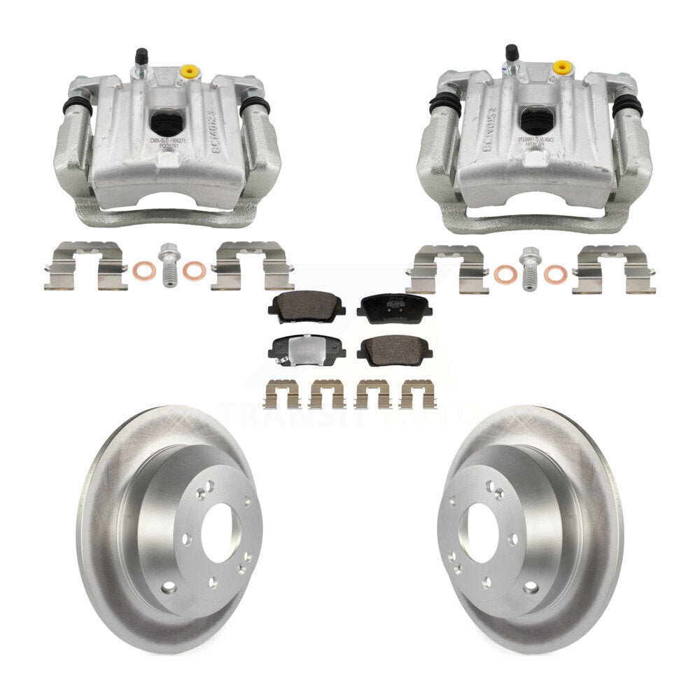 Rear Brake Caliper Coat Rotor And Semi-Metallic Pad Kit For Hyundai Santa Fe Kia Sorento KCG-101155P