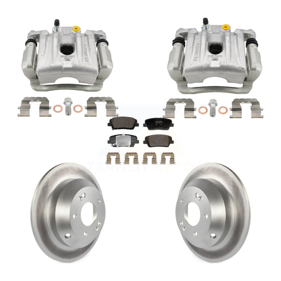 Rear Brake Caliper Coat Rotor And Semi-Metallic Pad Kit For Hyundai Santa Fe Kia Sorento KCG-101155P
