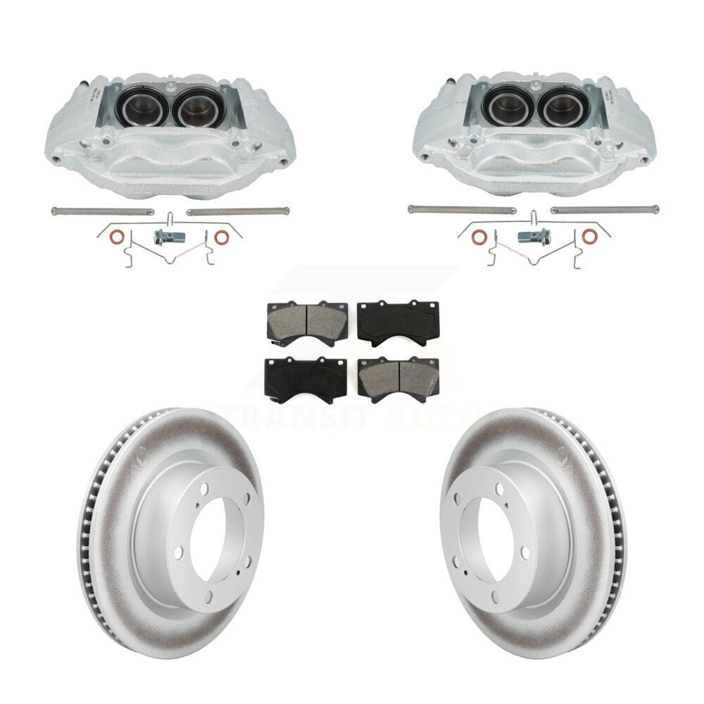 Front Brake Caliper Coat Rotor Semi-Metallic Pad Kit For Lexus LX570 Toyota Land Cruiser KCG-101156S