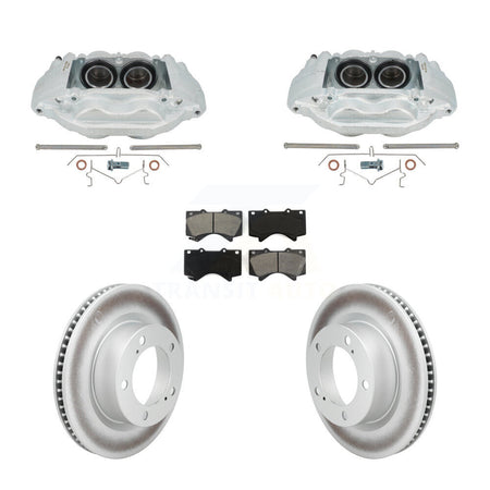 Front Brake Caliper Coat Rotor Semi-Metallic Pad Kit For Lexus LX570 Toyota Land Cruiser KCG-101156S