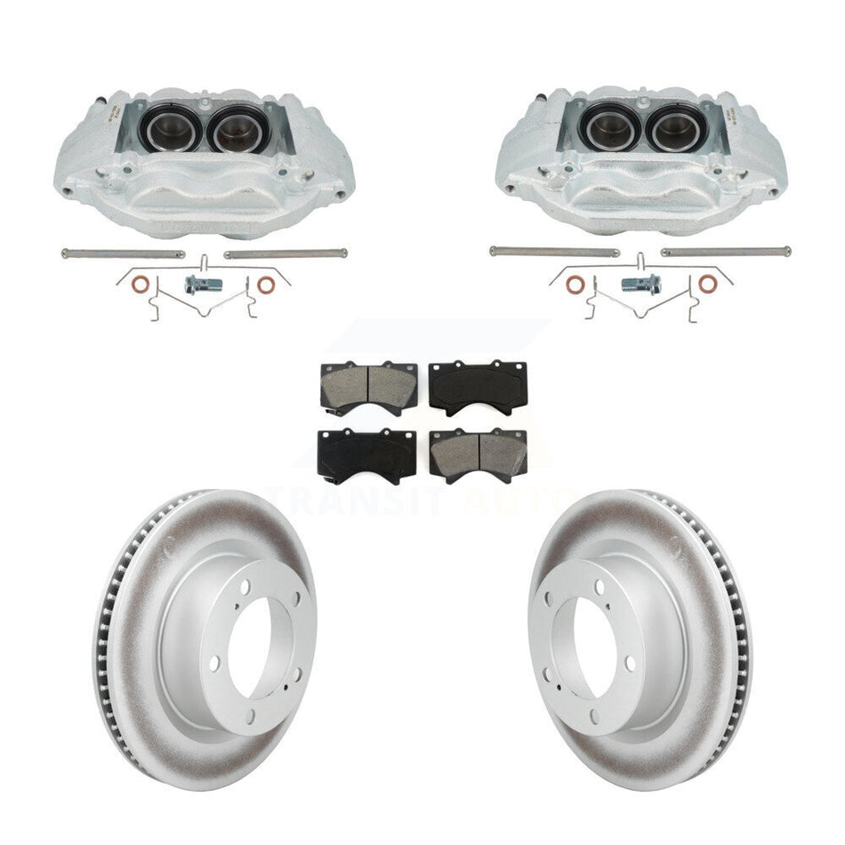 Front Brake Caliper Coat Rotor Semi-Metallic Pad Kit For Lexus LX570 Toyota Land Cruiser KCG-101156S