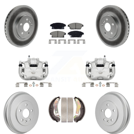 Front Rear Brake Caliper Coat Rotors Drum Ceramic Pad Kit (8Pc) For 13-17 Chevrolet Trax KCG-101157C