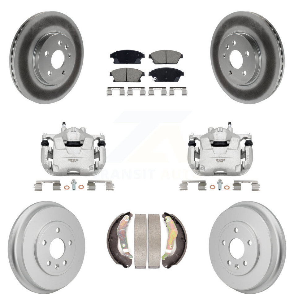 Front Rear Brake Caliper Coat Rotors Drum Ceramic Pad Kit (8Pc) For 13-17 Chevrolet Trax KCG-101157C