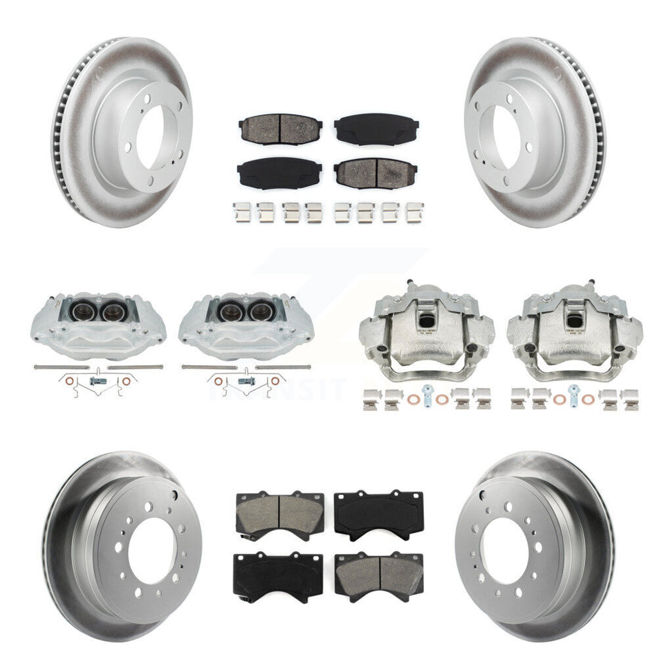 Front Rear Brake Caliper Coat Rotors Semi-Metallic Pad Kit (10Pc) For Lexus LX570 Toyota KCG-101157S