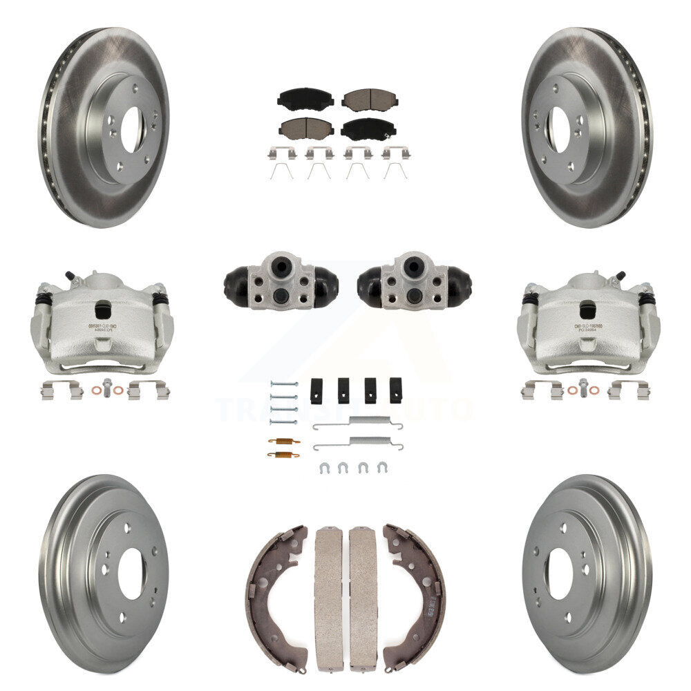 Front Rear Brake Caliper Coat Rotor Drum Ceramic Pad Shoe Cylinder Hardware Kit (11Pc) For KCG-10116
