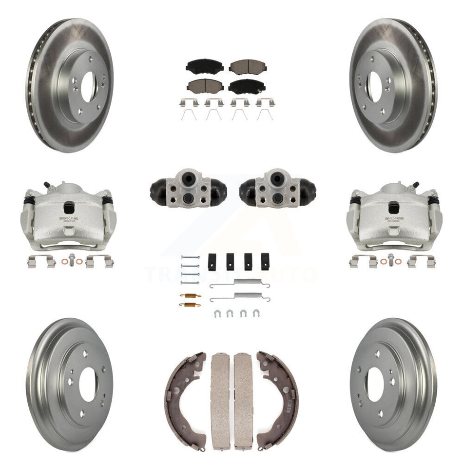 Front Rear Brake Caliper Coat Rotor Drum Ceramic Pad Shoe Cylinder Hardware Kit (11Pc) For KCG-10116
