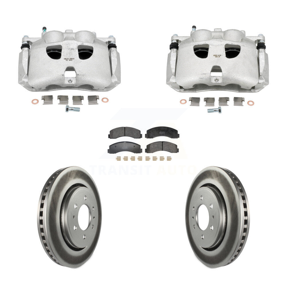 Front Disc Brake Caliper Coat Rotors & Semi-Metallic Pad Kit For Ford Expedition Lincoln KCG-101160P