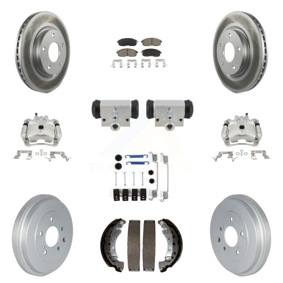 Front Rear Brake Caliper Coat Rotor Drum Ceramic Pad Shoe Cylinder Hardware Kit (11Pc) For KCG-10116