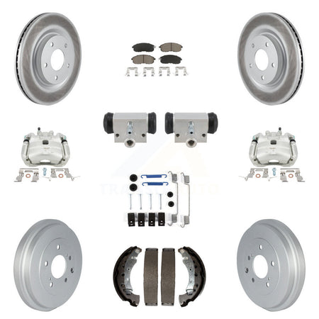 Front Rear Brake Caliper Coat Rotor Drum Ceramic Pad Shoe Cylinder Hardware Kit (11Pc) For KCG-10116