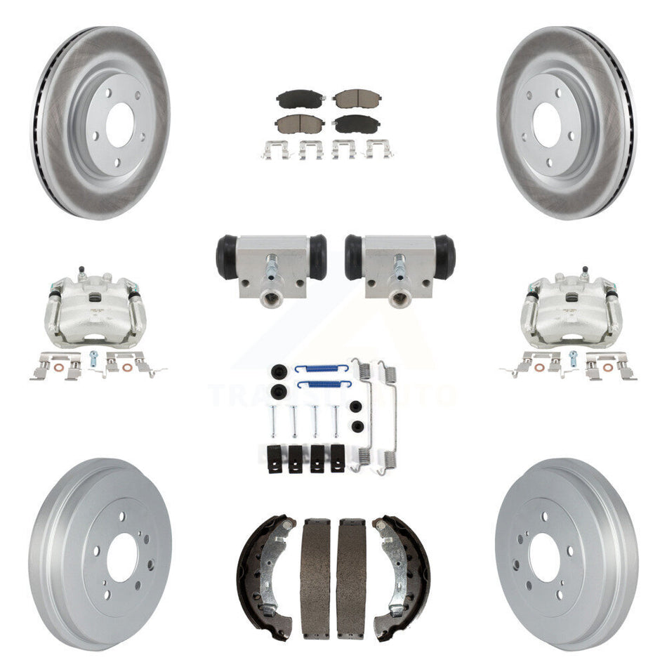 Front Rear Brake Caliper Coat Rotor Drum Ceramic Pad Shoe Cylinder Hardware Kit (11Pc) For KCG-10116