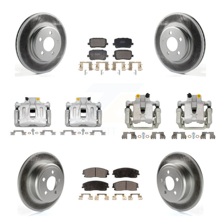 Front Rear Disc Brake Caliper Coat Rotors Semi-Metallic Pad Kit (10Pc) For Dodge Charger KCG-101163P