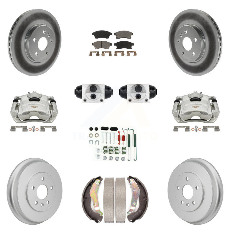 Front Rear Brake Caliper Coat Rotor Drum Ceramic Pad Shoe Cylinder Hardware Kit (11Pc) For KCG-10116