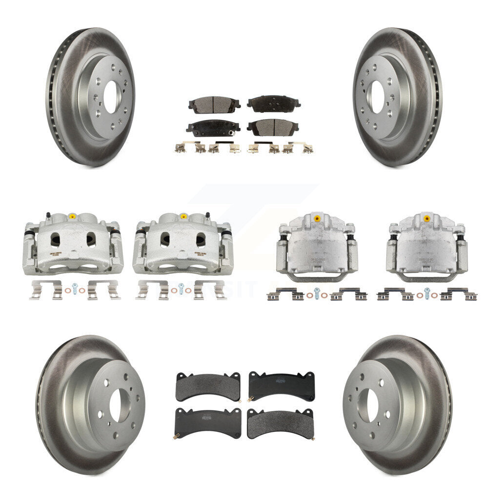 Front Rear Brake Caliper Coat Rotors Semi-Metallic Pad Kit (10Pc) For GMC Sierra 1500 XL KCG-101164P