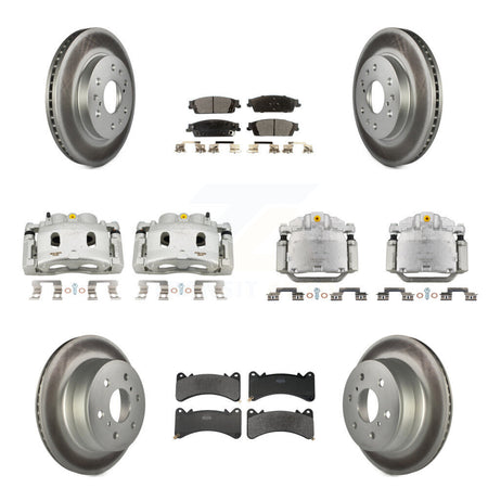Front Rear Brake Caliper Coat Rotors Semi-Metallic Pad Kit (10Pc) For GMC Sierra 1500 XL KCG-101164P