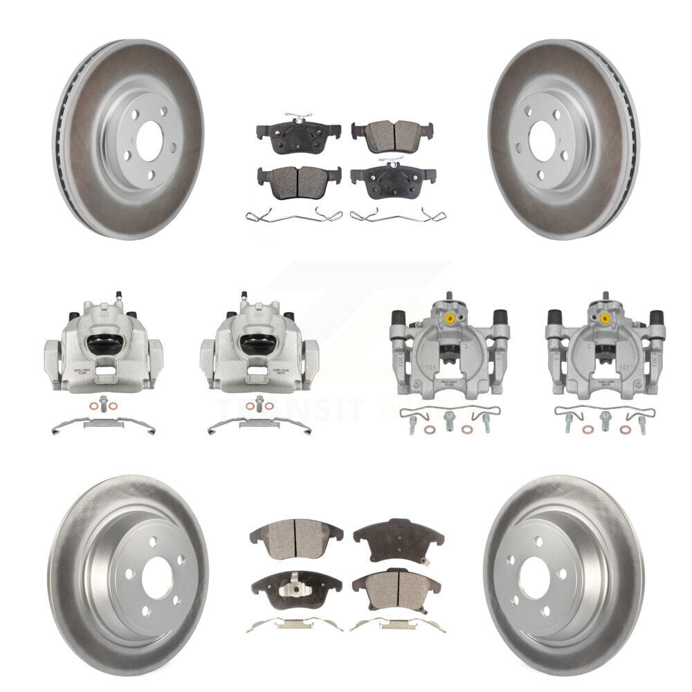 Front Rear Disc Brake Caliper Coat Rotors & Semi-Metallic Pad Kit (10Pc) For Lincoln MKZ KCG-101165P