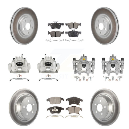 Front Rear Disc Brake Caliper Coat Rotors & Semi-Metallic Pad Kit (10Pc) For Lincoln MKZ KCG-101165P
