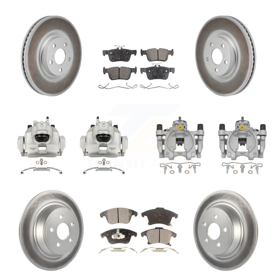 Front Rear Disc Brake Caliper Coat Rotors & Semi-Metallic Pad Kit (10Pc) For Lincoln MKZ KCG-101165P