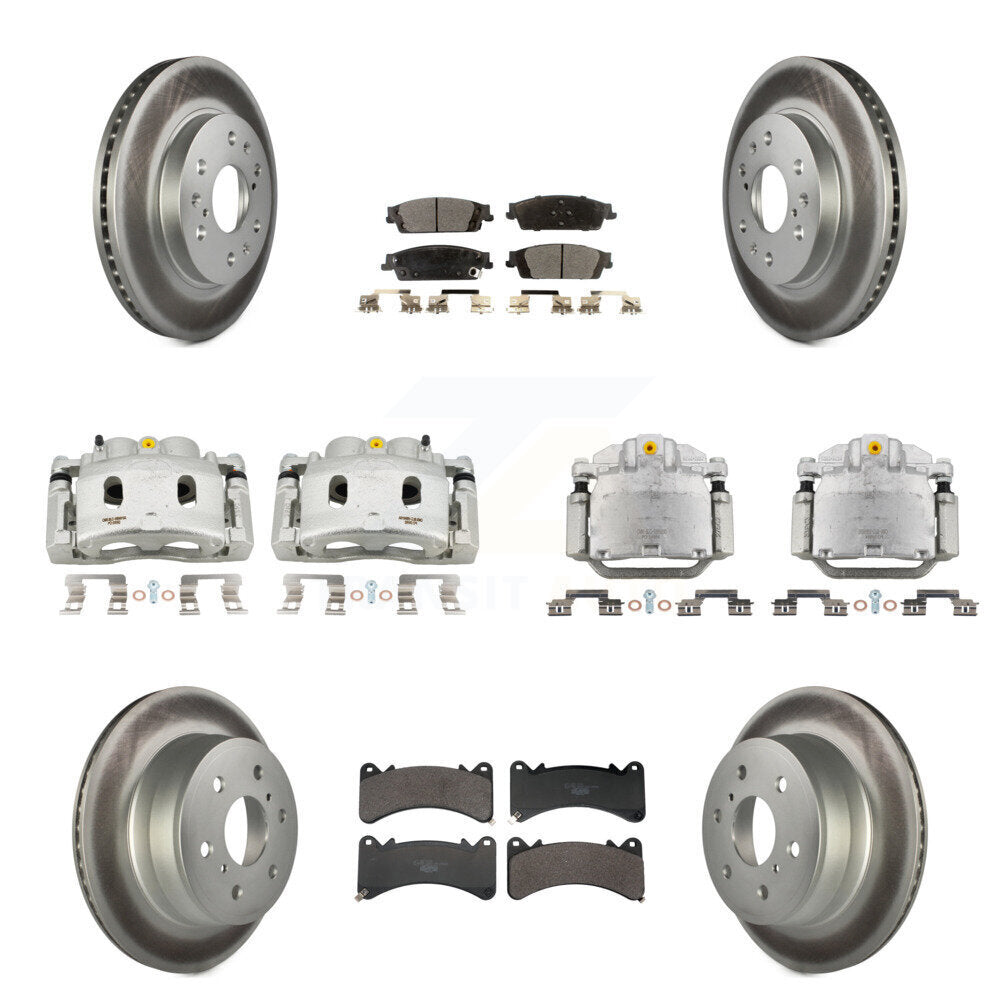 Front Rear Brake Caliper Coat Rotor Ceramic Pad Kit (10Pc) For GMC Sierra 1500 Chevrolet KCG-101166T
