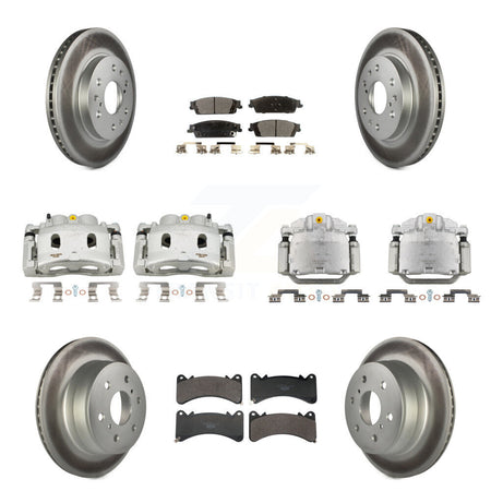 Front Rear Brake Caliper Coat Rotor Ceramic Pad Kit (10Pc) For GMC Sierra 1500 Chevrolet KCG-101166T
