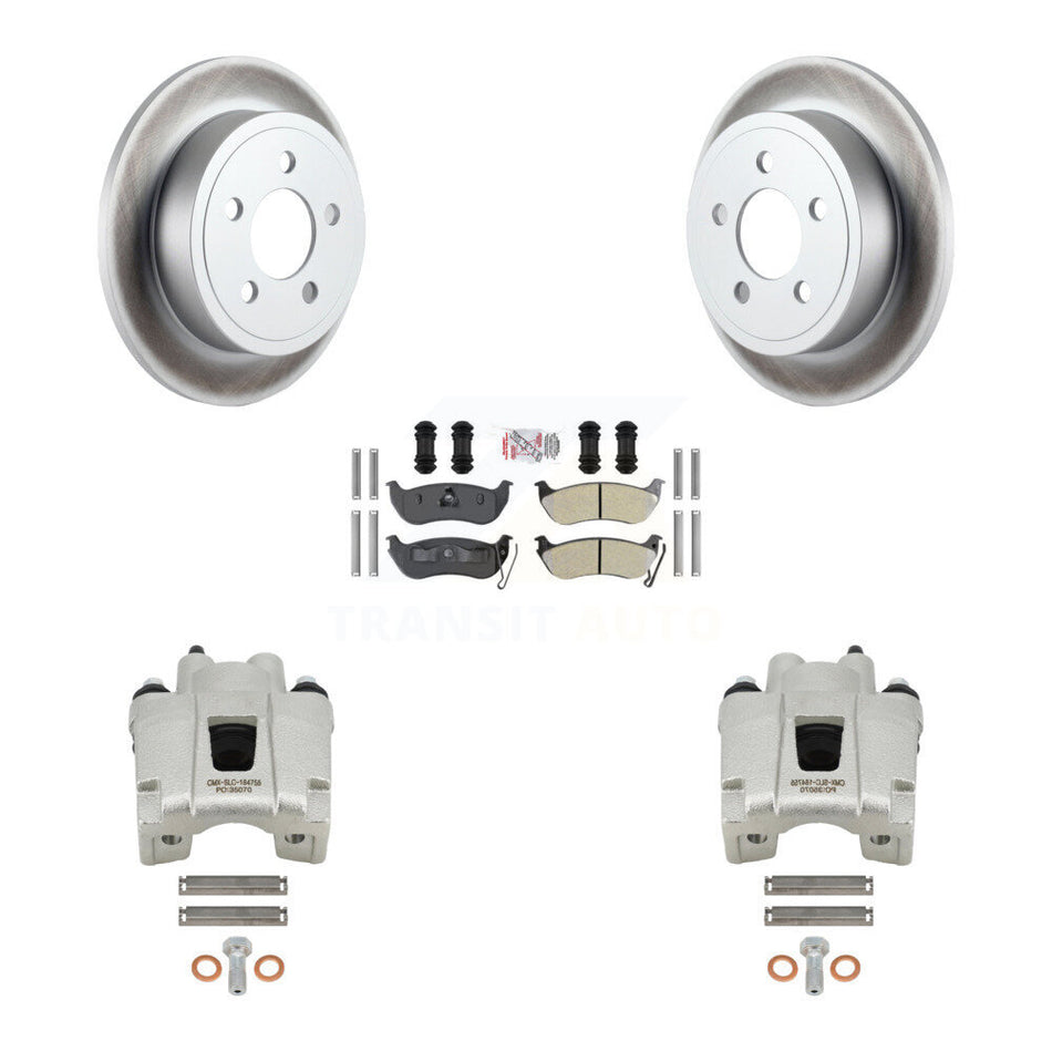 Rear Disc Brake Caliper Coated Rotors And Semi-Metallic Pads Kit For Jeep Liberty Wrangler TJ KCG-101170N