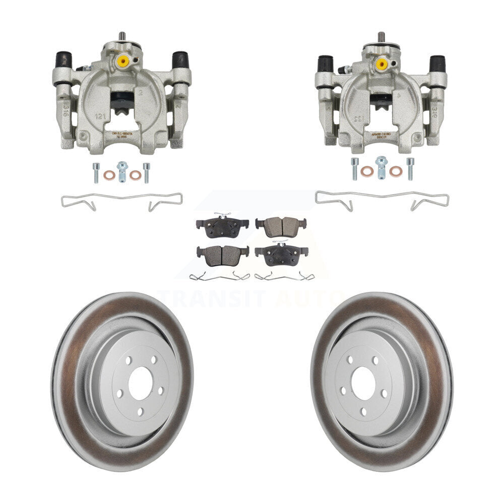 Rear Disc Brake Caliper Coat Rotors & Ceramic Pad Kit For 2019-2022 Lincoln Nautilus FWD KCG-101170T