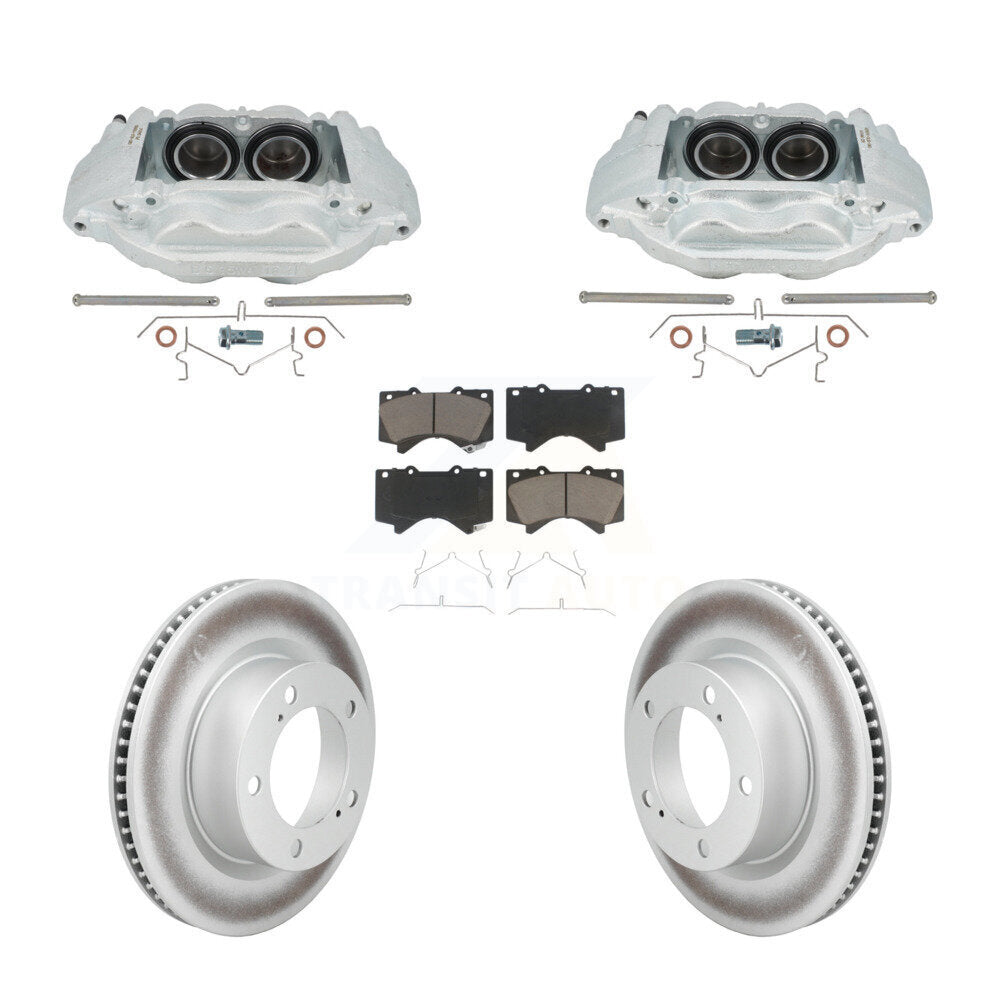 Front Disc Brake Caliper Coat Rotors Ceramic Pad Kit For Lexus LX570 Toyota Land Cruiser KCG-101171C