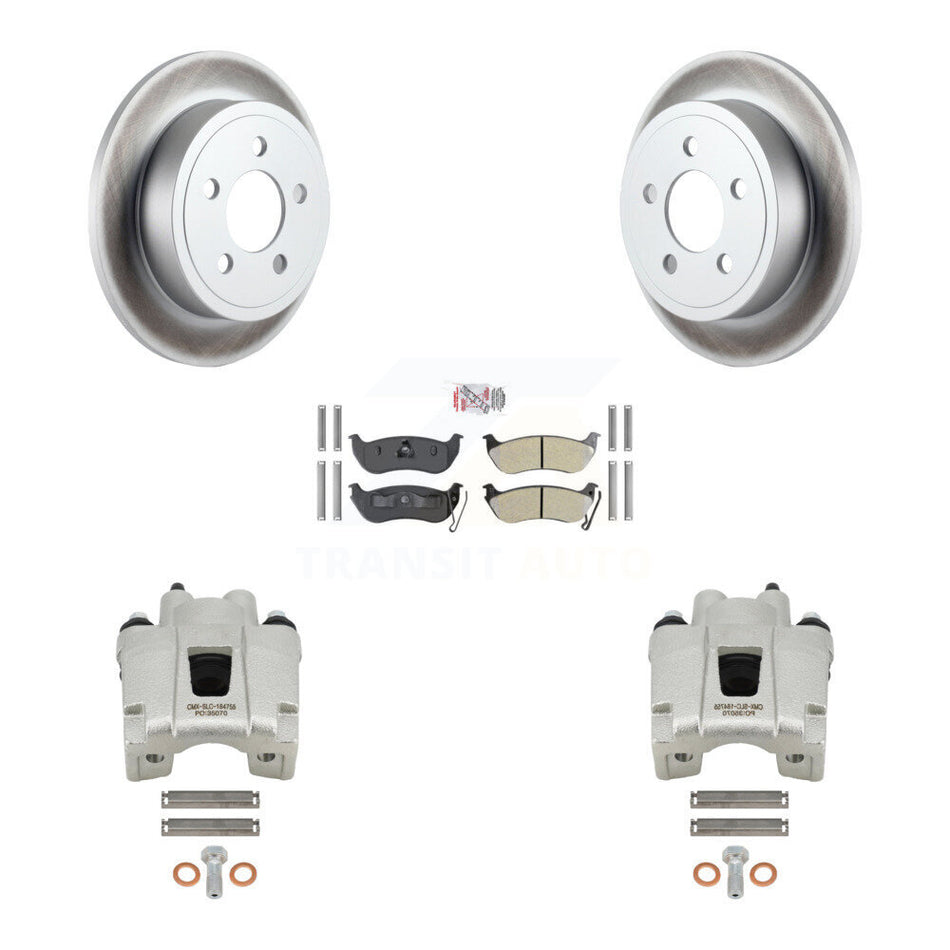 Rear Disc Brake Caliper Coated Rotors And Semi-Metallic Pads Kit For Jeep Liberty Wrangler TJ KCG-101171N