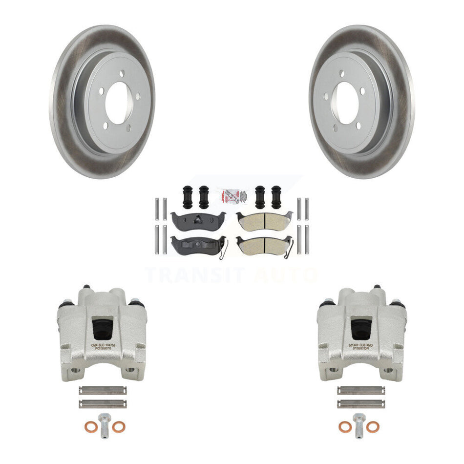 Rear Disc Brake Caliper Coated Rotors And Semi-Metallic Pads Kit For Ford Explorer Sport Trac Mercury Mountaineer KCG-101172N