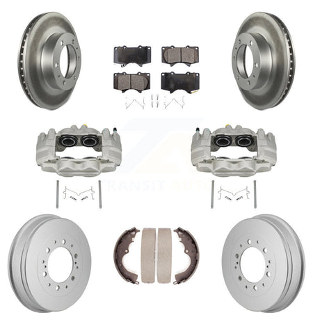 Front Rear Brake Caliper Coated Rotor Drum Semi-Metallic Pad Kit (8Pc) For Toyota Tacoma KCG-101172P