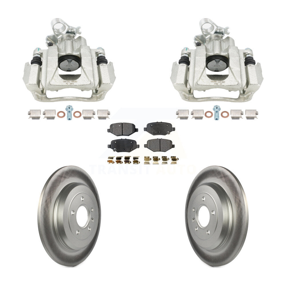 Rear Brake Caliper Coat Rotor & Ceramic Pad Kit For 2015 Ford Explorer Limited/Sport/XLT KCG-101172T
