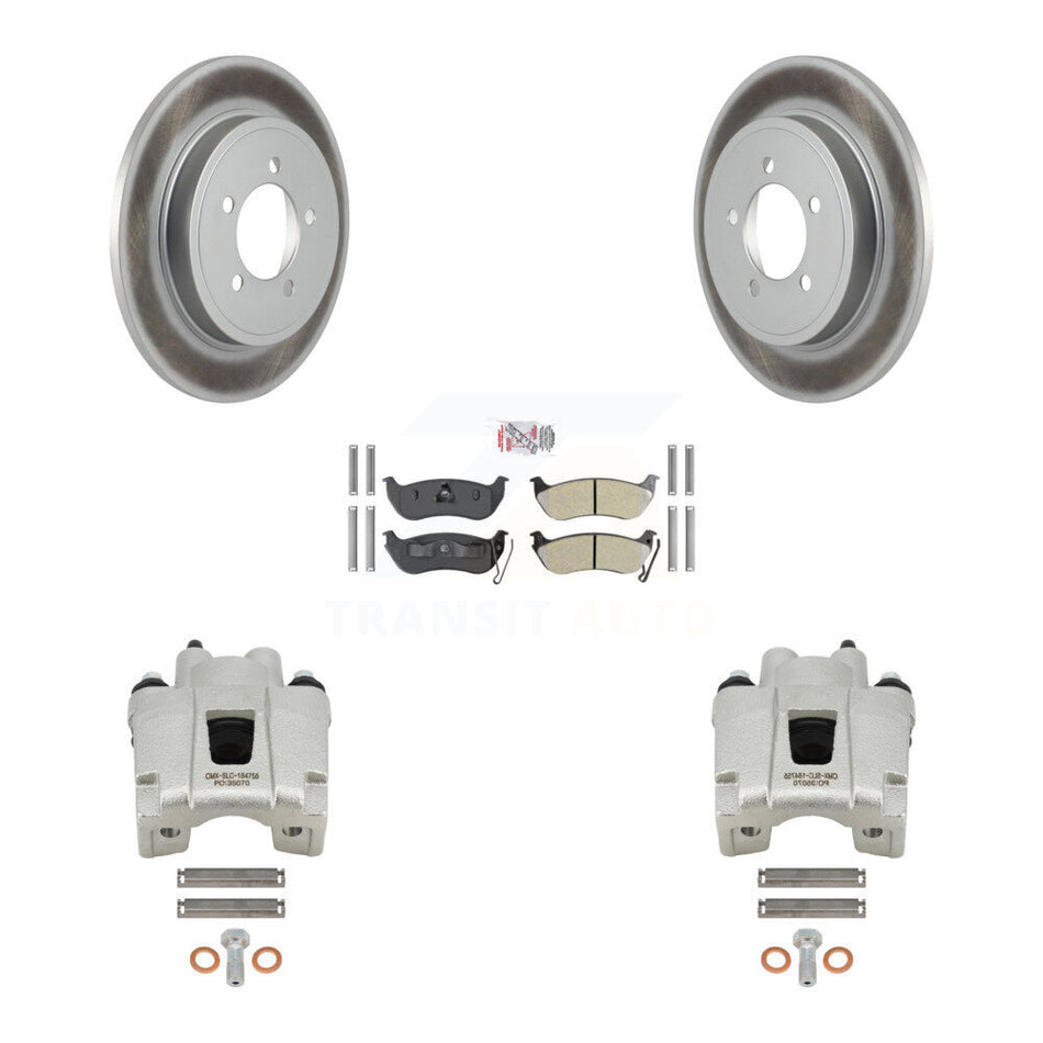 Rear Disc Brake Caliper Coated Rotors And Semi-Metallic Pads Kit For Ford Explorer Sport Trac Mercury Mountaineer KCG-101173N