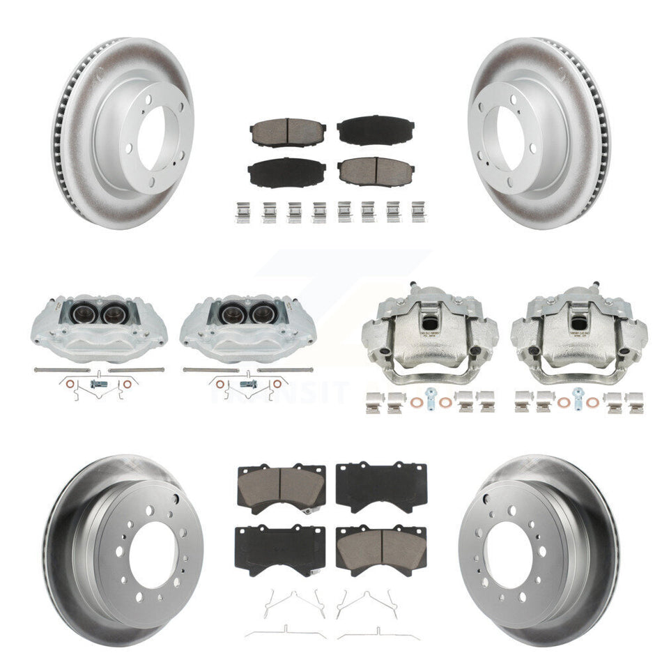 Front Rear Brake Caliper Coat Rotor & Ceramic Pad Kit (10Pc) For Lexus LX570 Toyota Land KCG-101174C