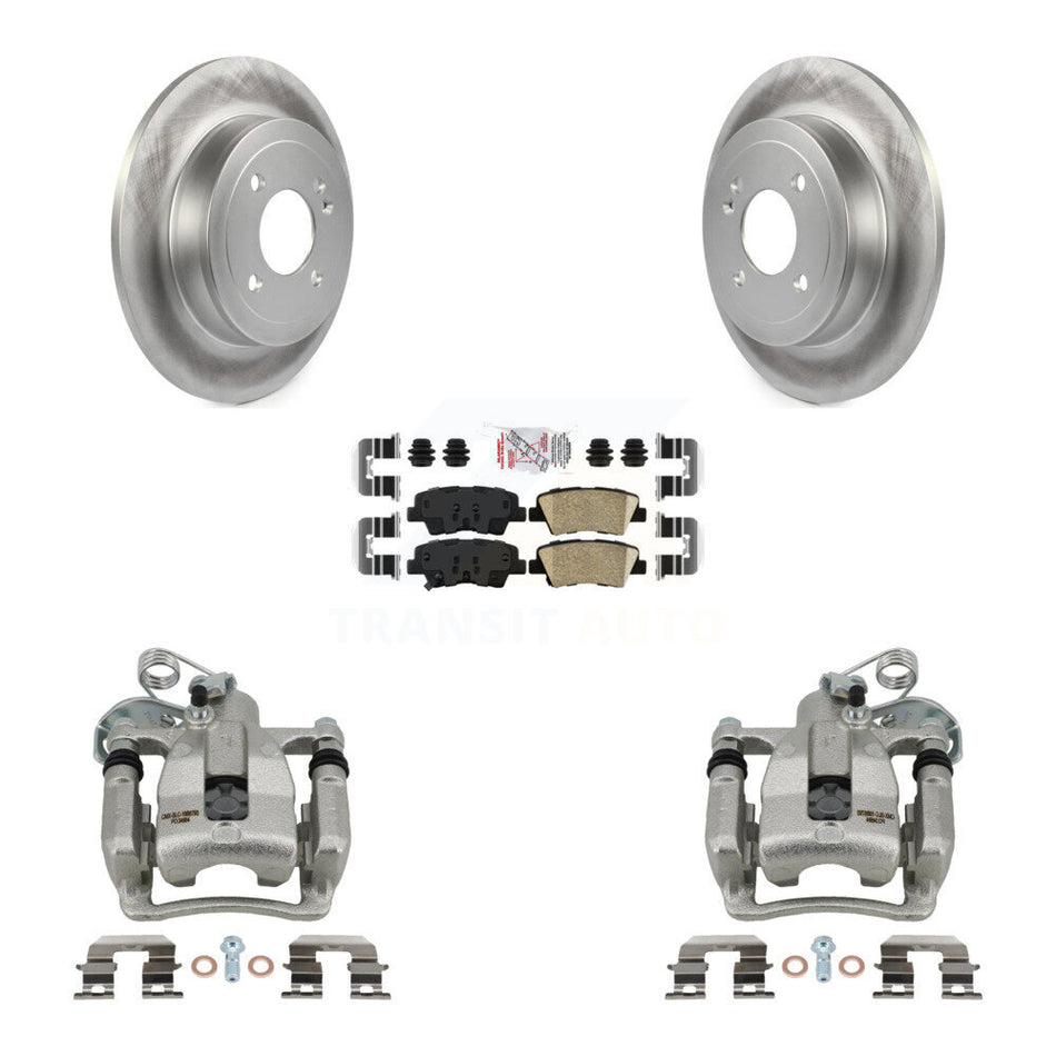 Rear Disc Brake Caliper Coated Rotors And Ceramic Pads Kit For 2012-2016 Hyundai Accent KCG-101175N